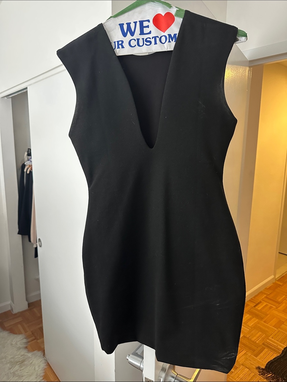 Bec & Bridge Black Deep V Mini Dress